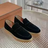 New LP PIANA Flat Couples shoes Summer Walk Charms suede loafers Moccasins Unisex Luxury Designer Genuine Leather Casual Dress shoes factory footwear Size 35-45