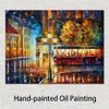 Superbe paysage toile Art nuit chariot Ii peint à la main rues urbaines peinture décor de hall