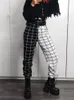Pantaloni da donna Capris Pantaloni lunghi moda donna Pantaloni a scacchi scozzesi a vita alta Pantaloni hip-hop gotici Pantaloni causali Harajuku 230615