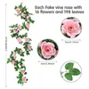 Fleurs décoratives Guirlande Artificielle 2 Pack 15 FT Rose Vigne Plantes Suspendues Faux Fleur Pour La Maison De Mariage