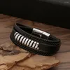 Charm Bracelets Men Versatile Stainless Steel Bracelet Multi-layer Hand-woven Leather Magnet Clasp Vintage Gift Wholesale