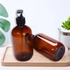 300ml 500ml Brown Lotion Bottle Makeup Bathroom Liquid Shampoo Pump Bottles Travel Dispenser Container for Soap Shower Gel Dwjru