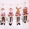 Ny 1PC Merry Gingham Tyg hängande ben hänge Nytt år söt jultomten snögubbe dockor julgran dekoration för hem barn gåva