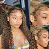 Lace Wigs Highlight Wig Human Hair 13x4 Curly Wig Honey Blonde Lace Front Wigs For Black Women 30 Inch Ombre Colored Deep Wave Frontal Wig 230616