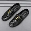 Luxe Merk Zakelijke kleding schoenen Zacht Leer Loafers Lage Hak Ronde Kop Paard Rank Gesp Decoratieve Hand-Gestikt Grijs Zwart Lederen Schoenen Maat 35-48