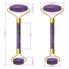 2021 Ny Purple Crystal Jade Roller ansiktsmassager Portable Face Lift Massage Roller rynka Borttagning Face Lyftverktyg Amethyst Roller