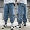 Jeans Boy Patchwork Çocuklar İçin Çocuklar Bahar Sonbahar Çocuk Günlük Stil Kıyafetleri 6 8 10 12 14 230616