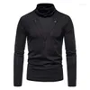 Herrar t skjortor kläder mens toppar jumper topp långärmad pullover smal passform fast färg t-shirt rese turtleneck höst varm grundläggande grundläggande