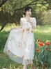 Платья для вечеринок Sweetxue Hanfu вышитая тяжелая индустрия с бахромой с бисером в китайском стиле ретро свободное сказочное романтическое платье Vestidos