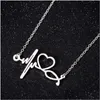 Pendant Necklaces Stainless Steel Stethoscope Ecg Heart Necklace Sier Gold Heartbeat Women Fashion Jewelry Will And Sandy Drop Deliv Dhkcm