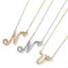 Pendant Necklaces THE BLING KING Mini Heart on Cursive Letter A-Z Name Pendant Iced Out CZ Pendant Charm Choker Necklace Hiphop Jewelry For Gift 230615