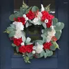 Decoratieve Bloemen Lente Zomer Krans Kunstmatige Deur Kransen Guirlande DIY Craft Rood Wit Hortensia Blad Decor Voor Boerderij Front