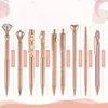 9Pcs 1mm Smooth Writing Ballpoint Pen Pushing Core Out Even Ink Discharge Crown Rhinestone Daily Use Supply