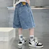 Jeans Boys Summer Solid Color Denim Krótki dla swobodnego stylu Kid Teenage Children Odzież 6 8 10 12 14 230616