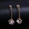 Collana Orecchini Set Top Quality ZYS058 Crystal Cube Drop Gioielli color oro rosa realizzati con cristalli austriaci