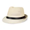 Berets Summer Linen Breathable Sunhat Jazz Hat Small Outdoor Sun Men Leather Belt Cap Western Cowboy Panama Sombrero