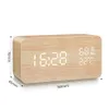 Desk Table Clocks Alarm Clock LED Digital Wooden USB/AAA Powered Table Watch With Temperature Humidity Voice Control Snooze Electronic Desk Clocks 230615