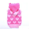 Dog Apparel Cat Sweater Hoodie Hearts Patterns Jumper Pet Puppy Coat Jacket Warm Clothes For Chihuahua Yorkie Poodledog Drop Deliver Dh2Xq