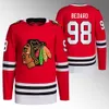 Chicago 98 Connor Bedard Blackhawks Camisas Jonathan Toews Ryan Donato MacKenzie Entwistle Petr Mrazek Nick Foligno Taylor Hall Colton Dach Joey Anderson Camisas