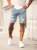 Hommes Jeans D'été Déchiré Shorts Hommes HipHop Denim Pantalon Stretch Bleu Clair De Mode Conception Mince Droite Mâle Court Hombre 230615