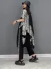 Dwuczęściowe spodnie dla kobiet Qing Mo Summer Fashion Suit Casual Mesh Nieregularny splot Top Harem Pant Dwuczęściowe zestawy kobiet ZXF1022 230615