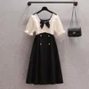 Party Dresses Large Size Ladies' Fat Woman Summer French Led Hubble-bubble Sleeve Bowknot Dress