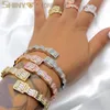 Bracelet glacé Rectangle manchette ouverte Micro pavé Bling carré zircon cubique Bracelet luxe rappeur Punk bijoux pour femmes