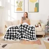 Deken Inyahome Sherpa Plaid Gooi Deken Fuzzy Fluffy Gezellige Deken Fleece Flanel Microfiber Deken voor Couch Bed Sofa R230615