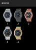 Iced Out Digital Sport Quartz Men's Watch Alloy Large LED Dial Steel Band World Time Full Functional Dual Display Oak Series