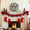 Ny present Hanging Bag Santa Claus Sock Gift Kids Candy Bag Plush Christmas Stocking Pocket Hanging Xmas Tree Ornament Home Decoration