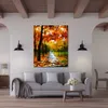 Urban Streets Canvas Art November Park Handcrafted Abstract Painting Modern Decor for Office