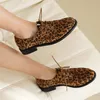 Women Shoes 2023 Spring Casual Low Heel Female Single Shoe Leopard Print Lace-Up Wearable for Men and Women 40-43 Dropshopping