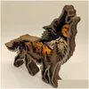 Annan heminredning Wild Wolf Craft 3D Laser Cut Wood Material Gift Art Crafts Forest Animal Table Decoration Statyer Ornament Room Dr Dhbzf