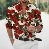 Chemises décontractées pour hommes Tops T-shirt pour hommes Imprimé floral Manches longues Lâche M-2XL Polyester Sexy Slim Fit Bouton de sport doux Haute qualité