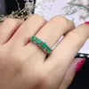 Klusterringar charmig grön smaragd röd rubin blå safir ädelsten ring för skönhet fina smycken 92 silver naturlig pärla certifierad fest gåva