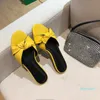 Butterfly Knot Design Flat Slippers Genuine Leather Solid Color Summer Slides For Women 2023 Luxury Brand Designer Female Sandals Size 35-42 Fashion Beach Flip Flop