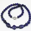 Łańcuchy naturalny lapis lazuli kamień 8 mm okrągłe koraliki Naszyjnik łańcucha dla kobiet w wysokiej jakości prezenty Choker biżuteria 18 -calowa B3203