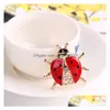 Spille Spille Cristallo oro Spilla coccinella Spille Smalto Insetto Pin Cor Gioielli di moda Per uomo Donna Regalo Drop Delivery Dhtcj