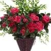 Fleurs décoratives Rose Vignes Salon Soie Fleur Tenture Décoration En Plastique Panier Rhododendron