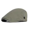 Berets Spring Summer Beret Hat For Men Solid Black Gray Cotton Flat Peaked Herringbone Cap Women Outdoor Sun Ivy Hat Retro Newsboy Cap Z0613