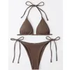 Zweiteilige Anzüge Damen Bademode Frauen Zweiteiliger Badeanzug Sexy Bademode Neckholder String Triangel Bikini Sets 230616