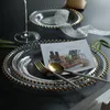 Assiettes assiette à gâteau en verre créative faite à la main doré tapis de Table occidental décoration de bureau à la maison