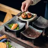 Plates Retro Japanese Style High-footed Cold Dish Plate Ceramic Soy Sauce Seasoning Snack Sushi Sashimi Tableware