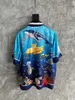 Farection męskie 23SS Casablanca koszulka tenisowa Ocean Sea World Print Silk Blended Buttons Up Shirt Top 6