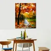 Urban Streets Canvas Art November Park Handcrafted Abstract Painting Modern Decor for Office