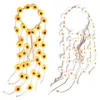 Opaski na głowę 2PCS Flowis Hippie Opaska na głowę Kwiat Korona Summer Sunflower Hair Akcesoria do 70 -S CHEMIAN COSTUMET Style 230615