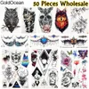 Tijdelijke Tattoos 50 STUKS Groothandel Waterdichte Tattoo Voor Mannen Vrouwen 3D Bloem Geometrische Tatoo Body Arm Art Fake Rose Sticker make-up 230616