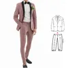 Męskie garnitury 2 -częściowe Kurz Pink Men garnitur czarny szal Lapel Prom Terno Masculino Groom Wedding Tuxedo Costume Homme Blazer Fashion