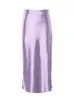 Skirts Mnealways18 Solid Purple Satin Silk Skirt Women High Waisted Summer Long 2023 Elegant Ladies Office Midi Spring 230616