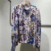 Kvinnors blusar Kvinnors skjorta 2023 Höst- och vinterstil Retro spets krage elegant blommig enkelbröst höghalsblus